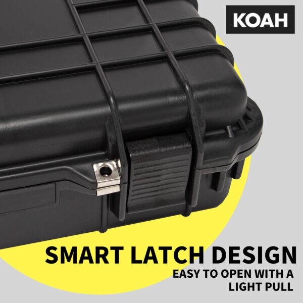 Koah 53" Inch Weatherproof Protective Roller Rifle Hard Case with Customizable Foam, Pressure Valve, and Lock Fittings (Black) - Image 4