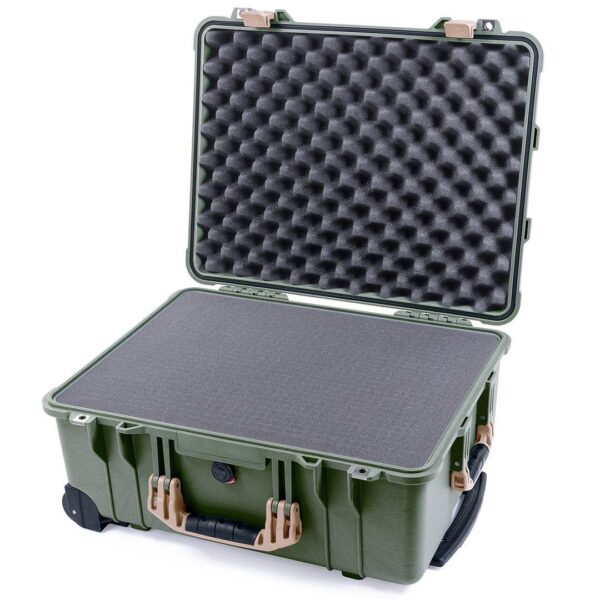 ColorCase Pelican Protector 1560 Carry-on Case OD Green - Medium Size Waterproof Case (Case Only) - Desert Tan Handles Latches