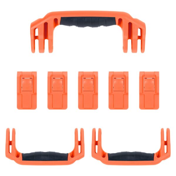 Pelican 1637 Replacement Handle Latch Set by ColorCase - Orange Handles Push Button Latches