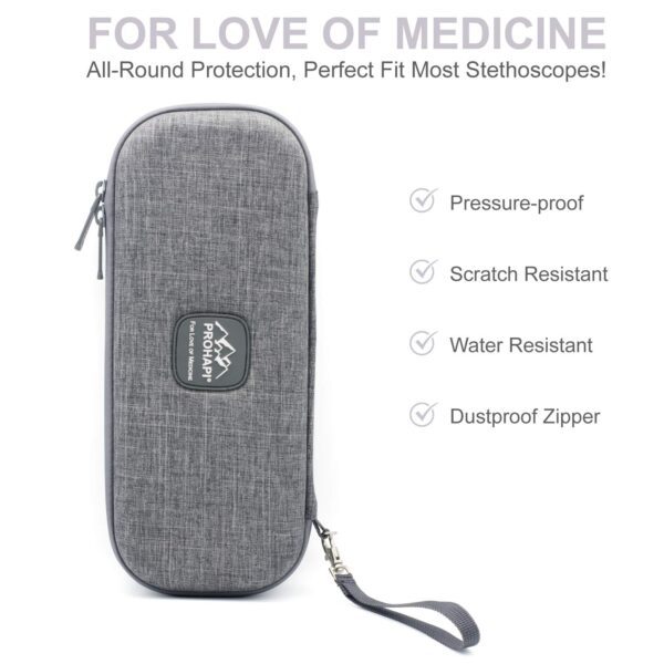 PROHAPI Hard Stethoscope Case, Lightweight Thin Stethoscope Holder Storage Pouch for Littmann Classic III, Lightweight II S.E, Cardiology IV, MDF Acoustica Deluxe Stethoscopes - Image 7