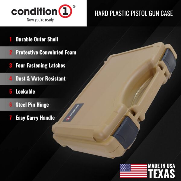 Condition 1 14" Economy Plastic Hard Case Model 1763 for Handgun, Revolver, Firearm, Pistol Lockable Protective Travel Storage Case, Made in USA, 14"x10.32"x3.57" Flat Dark Earth - Image 5