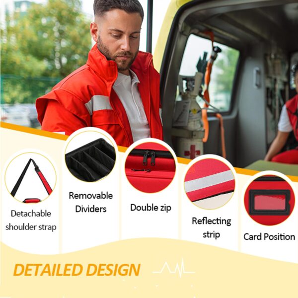 Be-Better Medical Bag,First Aid Bag,First Responder Bag for Trauma,Emergency Bag Medical Bag Organizer,Trauma Bag with Detachable Dividers, Medical Bag for Nurses,Home Health Care, EMT(Bag Only) - Image 6