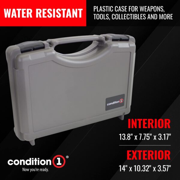 Condition 1 14" Economy Plastic Hard Case Model 1763 for Handgun, Revolver, Firearm, Pistol Lockable Protective Travel Storage Case, Made in USA, 14"x10.32"x3.57" Gun Metal Gray - Image 6