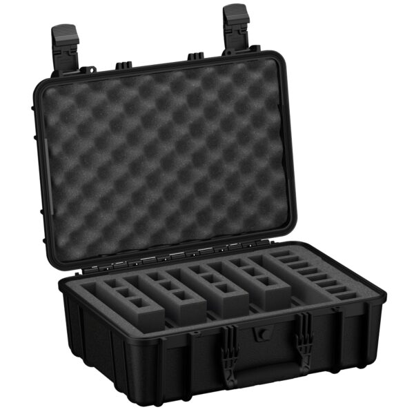 Condition 1 18'' 5 Pistol Case, Model 801, Heavy Duty Waterproof Hard Gun Case with 5 Slot 20 Mag Pre-Cut Foam, TSA Friendly, Black, Made in USA, 18.36"x13.70"x7.03"