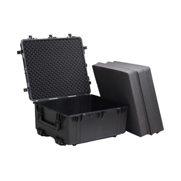 MEIJIA Portable Waterproof Protective Case,Hard Camera Case With Retractable Pull Handle And Rolling Wheels,Customizable Fit Foam Inserted,Elegant Black, 33.43"X28.39"X17.64" - Image 6