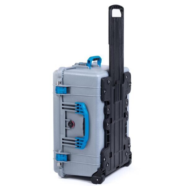 Pelican 1610 Case by ColorCase - Silver - Large Sized Waterproof Case with Pick Pluck Foam & Convoluted Lid Foam - Blue Handles Latches - Image 2