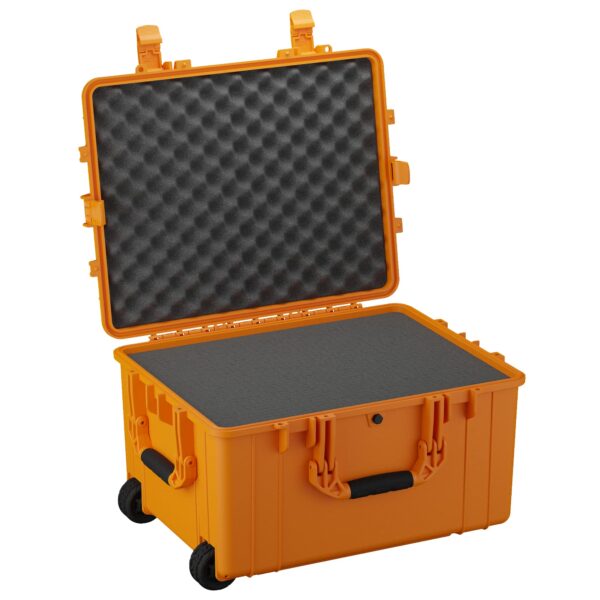 Condition 1 25" Large Rolling Hard Travel Case Model 286, Lockable Storage Box with Wheels and Handle, Waterproof Dustproof TSA Friendly, Made in USA, 24.58"x19.58"x14.60" Orange
