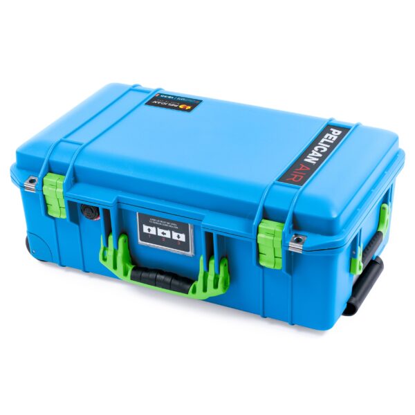 ColorCase Pelican Air 1535 Carry-on Case Electric Blue - Medium Size Waterproof Case (Case Only) - Lime Green Handles & Latches - Image 4