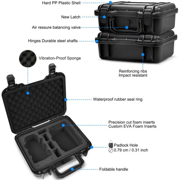 Lekufee Portable Travel Waterproof Hard Case Compatible with DJI Mini 2 SE/DJI Mini 2 Drone/DJI Mini 4K and DJI Mavic Mini 2 Drone Accessories(CASE ONLY) - Image 8