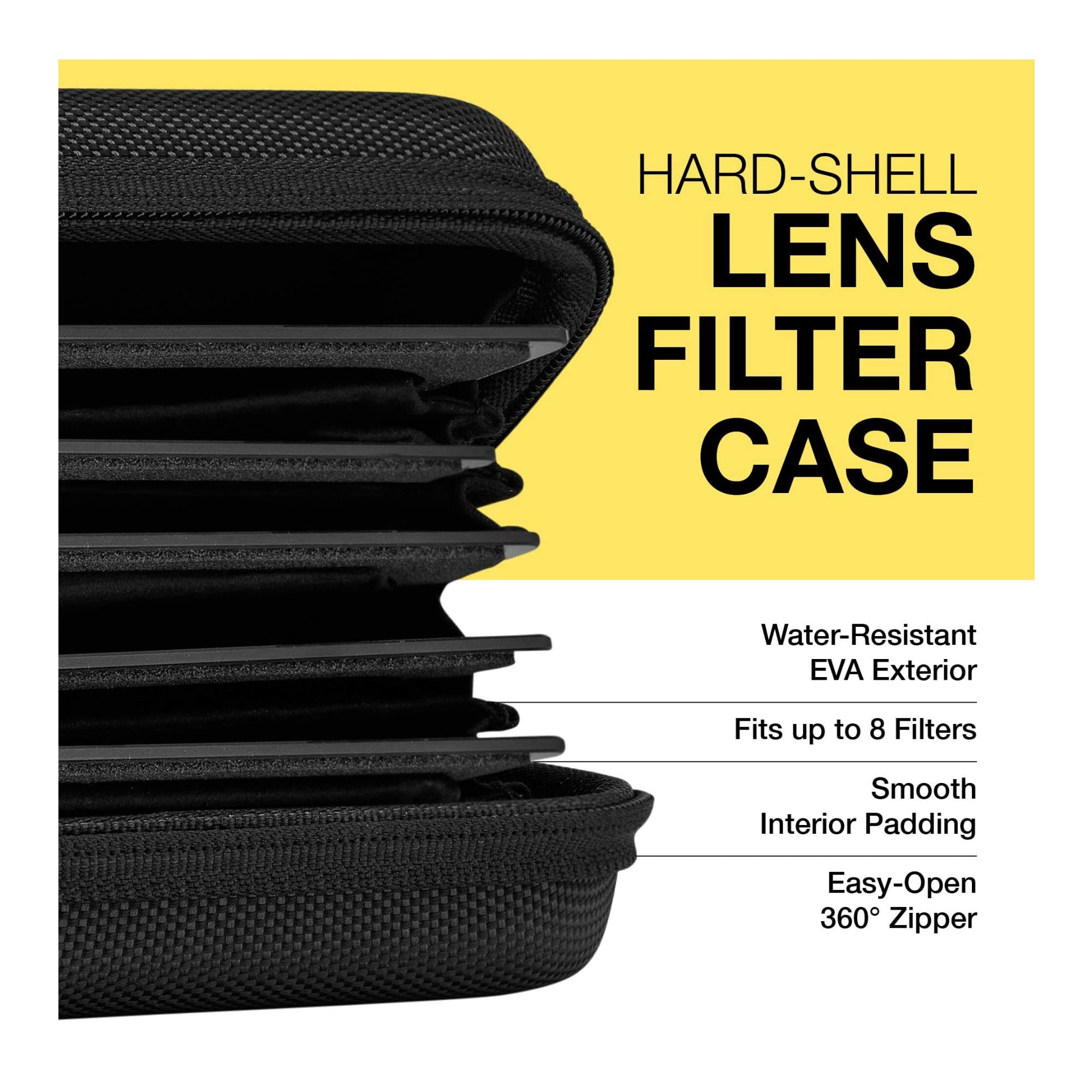 Koah Hard Shell Camera Filter Case - Lens Filter Case for 8 Filters - Protective Photography Filters Case Organizer with Inner Padded Design - Small Holder for Multiple 58mm 67mm 72mm 77mm 82mm 95mm - Image 4