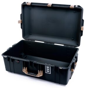 Pelican 1595 Case by ColorCase - Black - Large Sized Waterproof Case (Case Only) - Desert Tan Handles Latches