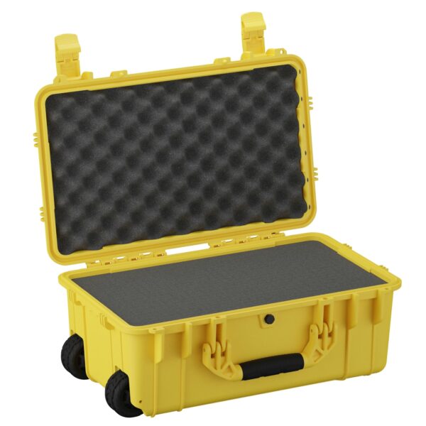 Condition 1 22" Large Rolling Lockable Hard Storage Case with Foam, Model 300, Waterproof Protective Box for Camera, Tactical, Scientific Gear, Made in USA, 21.84"x13.82"x9" Yellow