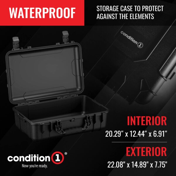 Condition 1 22" Large Waterproof Hard Travel Case with Foam, Model 288, Protective Storage for Camera, Tools, Hunting, Tactical, Made in USA, 22.08"x14.89"x7.75" Black - Image 6