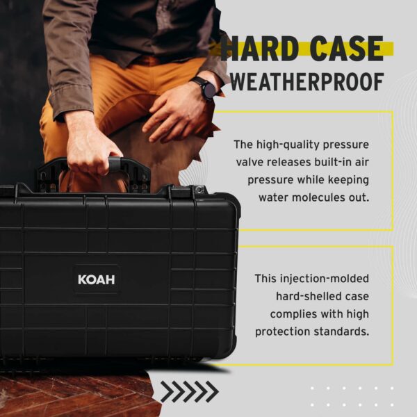 Koah Weatherproof Wheeled Carry-On Hard Case with Customizable Foam, Retractable Handle, and Trolley Wheels (22.0" x 14.0" x 9") For Cameras, Drones, And Gear - Image 4