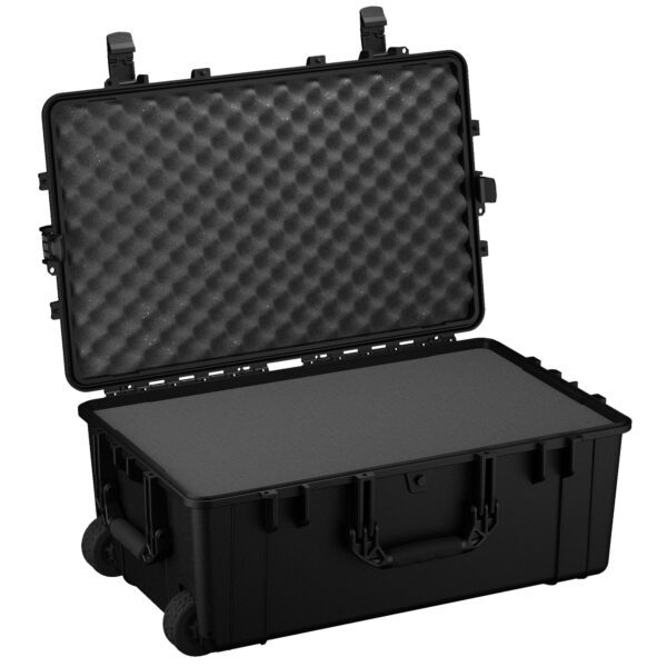 Condition 1 31" Large Waterproof Rolling Hard Travel Case Model 1258 with Wheels, Plastic Lockable, for Electronics, Tactical Gear, Made in USA, 31.6"x20.1"x12.66" Black