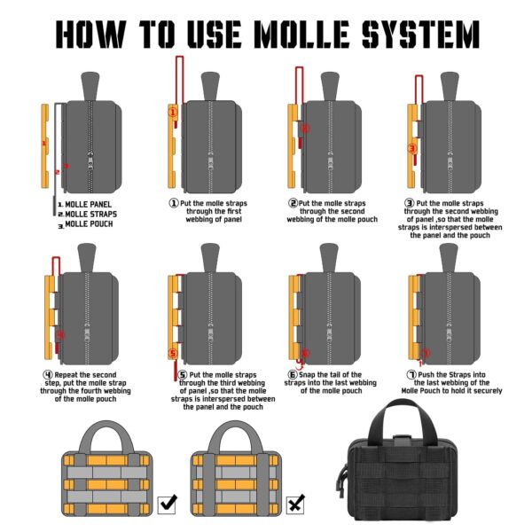 1000D Laser Cut Ifak Pouch, Upgrade Tactical Molle Rip Away EMT First Aid Ifak Pouches Medical Empty Bag for Duty Belt Backpack Vest - Image 4