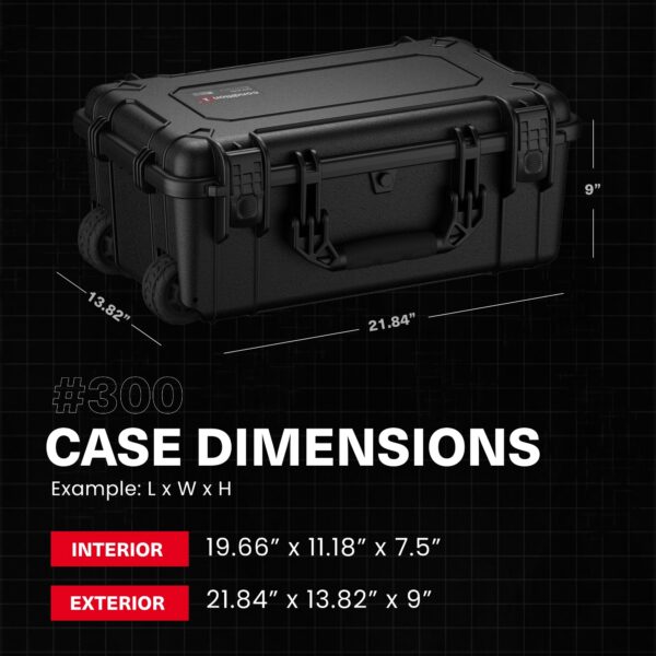 Condition 1 22" Large Rolling Lockable Hard Storage Case with Foam, Model 300, Waterproof Protective Box for Camera, Tactical, Scientific Gear, Made in USA, 21.84"x13.82"x9", Gun Metal Gray - Image 6