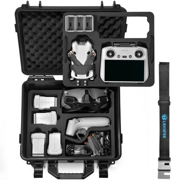 Lekufee Portable Waterproof Hard Case for DJI Mini 4 Pro,DJI Mini 3 Pro,Mini 3 Drone,DJI RC 2,DJI RC N3/N2,DJI Goggles 2/3/Goggles Integra/DJI RC Motion 2/3 and Accessories(Case Only)