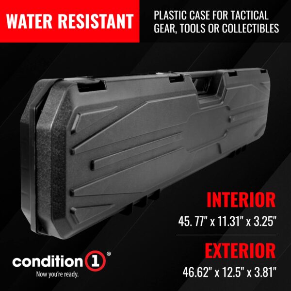 Condition 1 46” Rifle Gun Case, Hard Lockable Storage Box, Water Resistant Plastic Travel Case Model 628 For Tactical Gear, Protective Luggage, Made in USA, ‎46.62"x12.5"x3.81" Black - Image 6