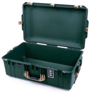 Pelican 1595 Case by ColorCase - Trekking Green -Large Sized Waterproof Case (Case Only) - Desert Tan Handles Latches