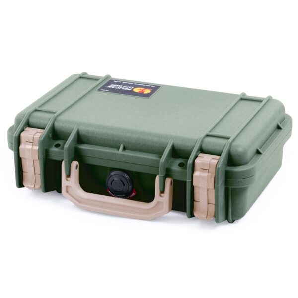 Pelican Protector 1170 Case by ColorCase - OD Green - Small Size Waterproof Case (Case Only) - Desert Tan Latches - Image 2