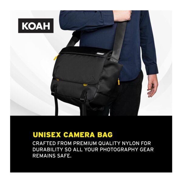 Koah Fulton Precision Shoulder Messenger Camera Bag for Professional Photographers, Large Camera Bag with Laptop/Tablet Compartment, DSLR Camera Bag with Padded Shoulder Strap, Crossbody Camera Bag - Image 7