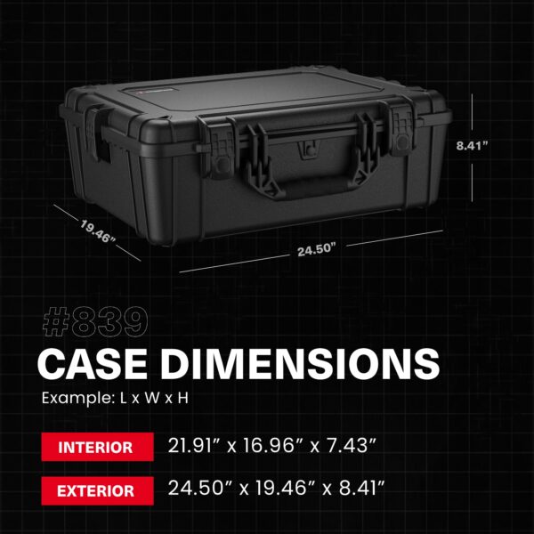 Condition 1 25" Large Waterproof Hard Case Model 839 with Foam, Portable Protective Storage Box for Travel, Hunting, Military, Tactical, Made in USA, 24.50"x 19.46"x8.41" Yellow - Image 6