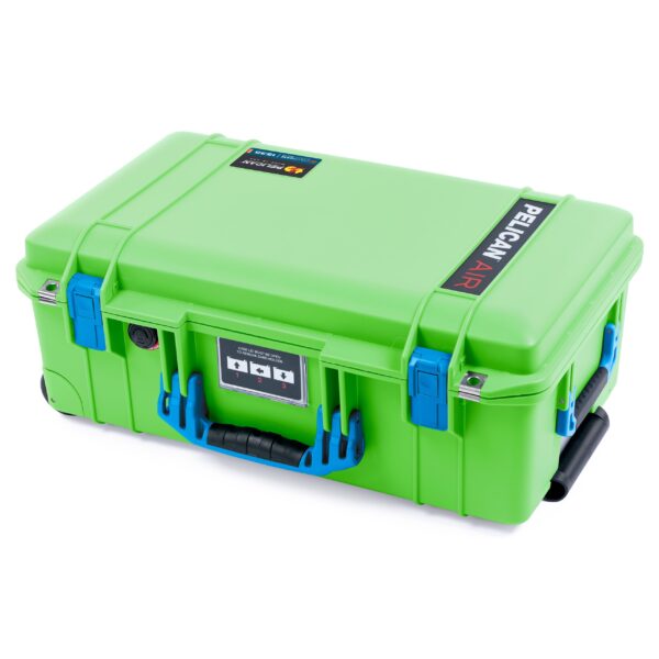 Pelican Air 1535 Carry-on Case by ColorCase - Lime Green - Waterproof Case with Gray Padded Microfiber Dividers & Laptop Computer Lid Pouch - Blue Handles & Latches - Image 2