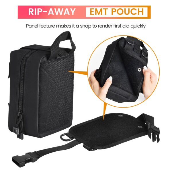 Haafoo Medical Molle Pouch Tactical - 1000D Nylon First Aid Pouch, Big Capacity EMT Pouch Utility, Heavy Duty Military Grade Rip-Away Ifak Pouch for Home and Outdoor Activities（Bag Only - Image 4