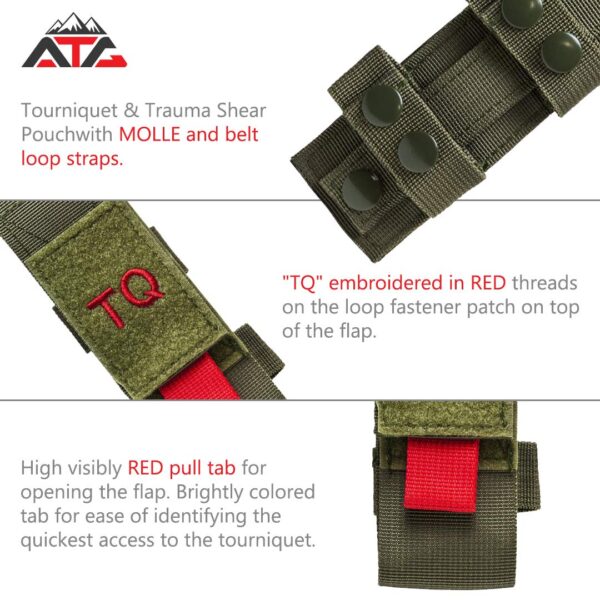Tactical Tourniquet & Trauma Medical Shear Pouch MOLLE PALS Duty Belt Loop EMT EMS (Green) - Image 5