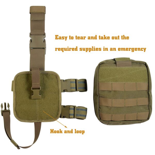 SdTacDuGe Drop Leg Medical Bag Tactical Rip-Away EMT Medical First Aid Lifesaving Pouch1000D Nylon First Aid Pouch, Big Capacity EMT Pouch Utility, Military First Aid Pouch - Image 4