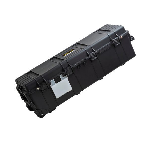 MEIJIA Portable Rolling Waterproof All Weather Hard Rifle Case,Hard Gun Case with Wheels,Soft Handle Grip,Customizable Fit Foam Inserted,Black,44.16"X16.09"X14"