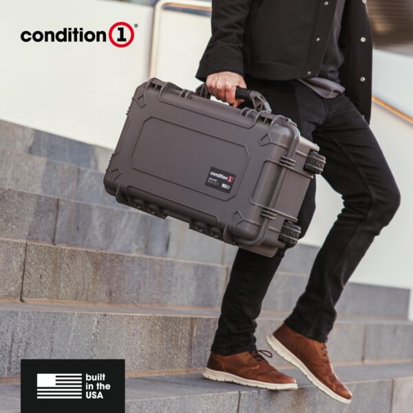 Condition 1 22" Large Rolling Lockable Hard Storage Case with Foam, Model 300, Waterproof Protective Box for Camera, Tactical, Scientific Gear, Made in USA, 21.84"x13.82"x9", Gun Metal Gray - Image 2