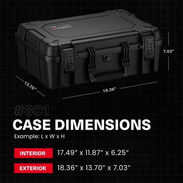 Condition 1 18" Medium Waterproof Hard Case with Foam, Model 801, Portable Protective Storage Box for Travel, Tactical Gear, Made in USA,18.36"x13.70"x 7.03" Orange - Image 6