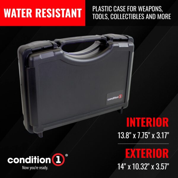 Condition 1 14" Economy Plastic Hard Case Model 1763 for Handgun, Revolver, Firearm, Pistol Lockable Protective Travel Storage Case, Made in USA, 14"x10.32"x3.57" Black - Image 6