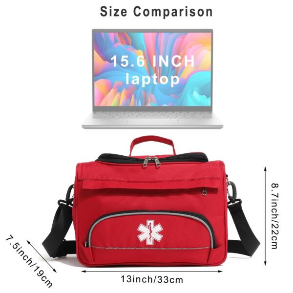 Empty Red First Responder Bag On Call Trauma Bag EMT First Aid Carrier for Paramedics and Emergency Medical Supplies Kit (Red) - Image 8