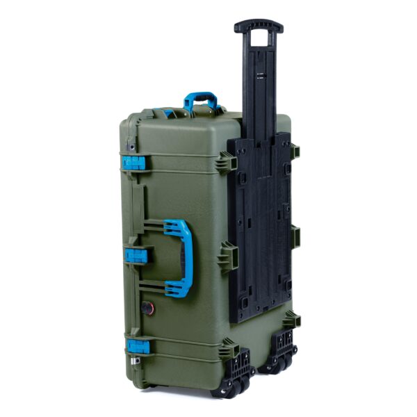 ColorCase Pelican 1650 Case OD Green - Large Sized Waterproof Rolling Case with Grey Padded Dividers & Mesh Lid Organizer - Blue Handles & Latches - Image 2