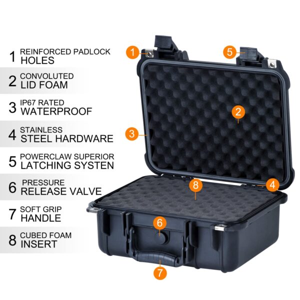 MEIJIA Portable All Weather Waterproof Protective Case,Hard Case,Camera Case With Customized Fit Foam,Fit Use of Drones,Camera,Equipments,Pistols,Elegant Black,13.35 x11.63x5.98inches - Image 6