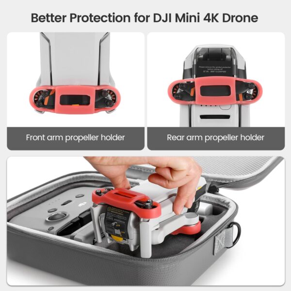 Skyreat Mini 4K / Mini 2 SE Case, Portable Small Leather PU Case for DJI Mini 4K/Mini 2 SE Drone and Controller Accessories,Compact Storage Travel Case with Should Strap,Handle and Propeller Holders - Image 5