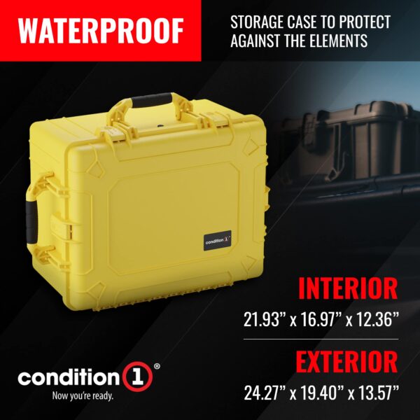 Condition 1 25" Large Heavy-Duty Protective Waterproof Hard Case Model 024, Portable Storage Box with Customizable Foam, Camera, Tool, Hunting, Made in USA, 24.27"x19.40"x13.57" Yellow - Image 6