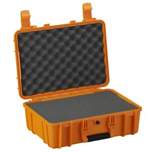 Condition 1 18" Medium Waterproof Hard Case with Foam, Model 801, Portable Protective Storage Box for Travel, Tactical Gear, Made in USA,18.36"x13.70"x 7.03" Orange