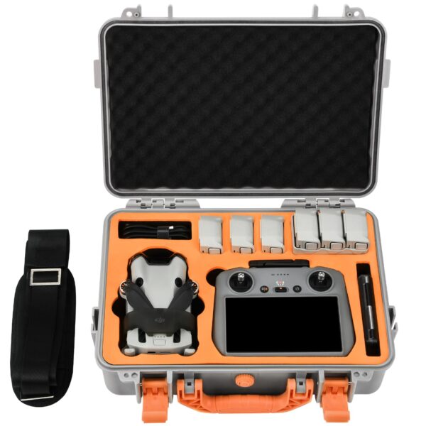 keketoha Mini 4 Pro Waterproof Hard Carrying Case for DJI Mini 4 Pro/Mini 3 Pro/Mini 3 Fly More Combo Accessories, Fits DJI RC 2/RC Remote with Neck Strap (Gray)