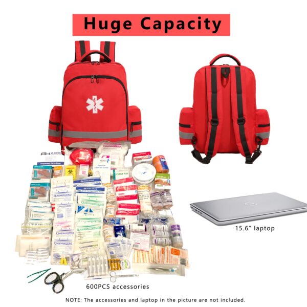 Hwbang First Aid Backpacks Bag Empty Red Emergency Medical Bag Case Trauma Medical Backpack for First Responder Organizer EMS EMT - Image 5