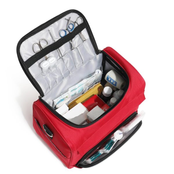 Empty Red First Responder Bag On Call Trauma Bag EMT First Aid Carrier for Paramedics and Emergency Medical Supplies Kit (Red) - Image 6