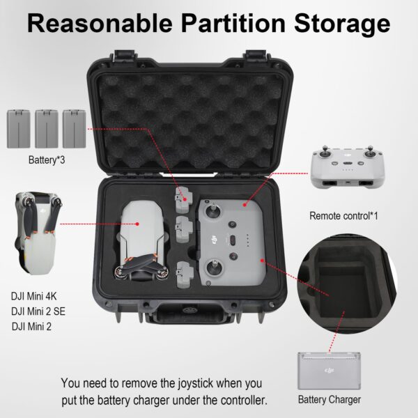 Waterproof hard case for DJI Mini 4K over split underwater scene DJI Mini 2 SE Mini 2