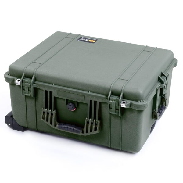 Pelican 1610 Case by ColorCase - OD Green - Large Sized Waterproof Case with Gray Padded Dividers Convoluted Lid Foam - OD Green Handles Latches - Image 4