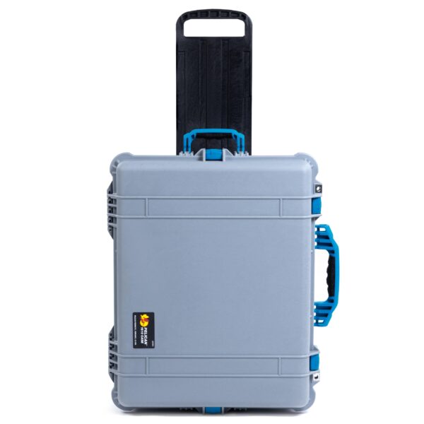 Pelican 1610 Case by ColorCase - Silver - Large Sized Waterproof Case with Pick Pluck Foam & Convoluted Lid Foam - Blue Handles Latches - Image 3