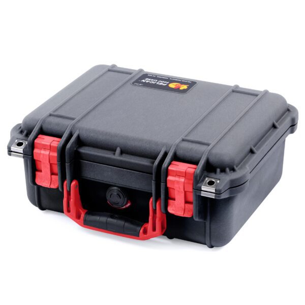 Pelican Protector 1400 Case by ColorCase - Black - Medium Size Waterproof Case (Case Only) - Red Handles & Latches - Image 2