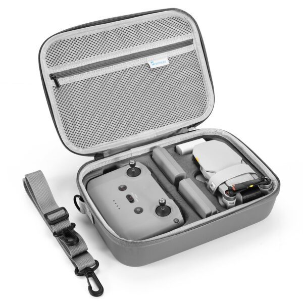 Skyreat Mini 4K / Mini 2 SE Case, Portable Small Leather PU Case for DJI Mini 4K/Mini 2 SE Drone and Controller Accessories,Compact Storage Travel Case with Should Strap,Handle and Propeller Holders