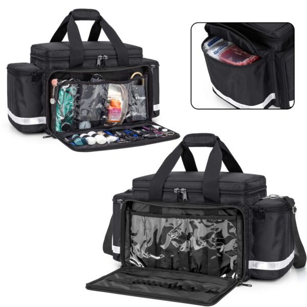 Trunab First Aid Bag Empty Medical Duffel Bag First Responder Trauma Bag Storage Bag with Inner Dividers and No-scratch Bottom, Ideal for EMT, EMS, Paramedics, Bag Only, Black - Image 6
